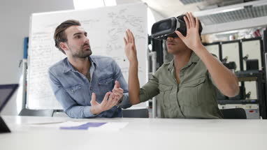 Team working on virtual reality headset