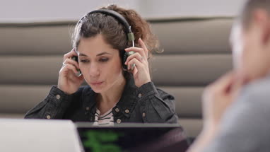 Female developer working in an office