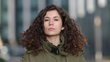 Young adult female in city