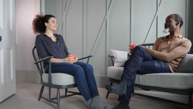 Senior male having coffee with a friend