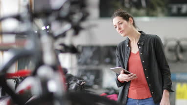 Portrait of a small business owner in a bike store