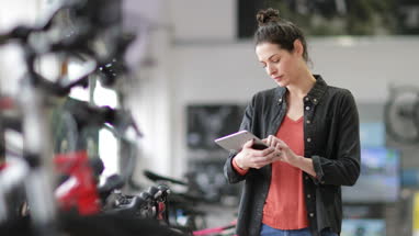 Portrait of a small business owner in a bicycle store