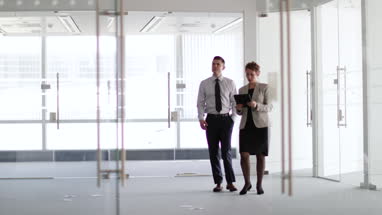 Businessman looking at new office space