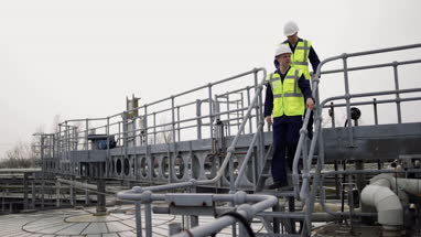 Co-workers on an industrial site