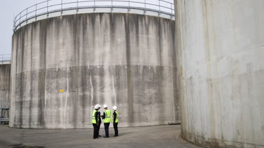 Group of industrial coworker workers on site