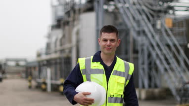 Portrait of industrial worker on site