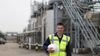 Portrait of industrial worker on site