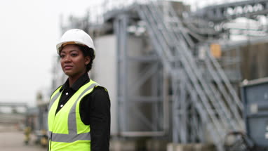 Female industrial worker on site