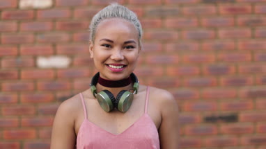 Portrait of young adult female looking to camera
