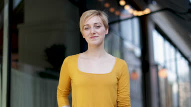Portrait of young adult female looking to camera