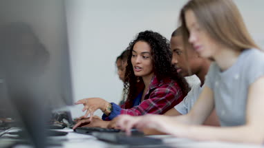 Students in a computer science class