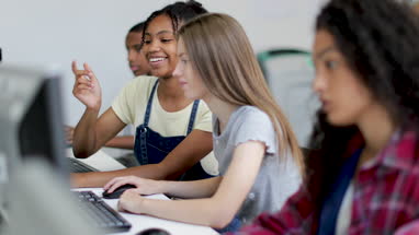 Students in a computer science class