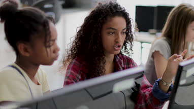 Students in a computer science class