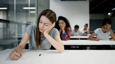 High school students in an exam