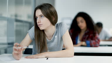 High school students in an exam