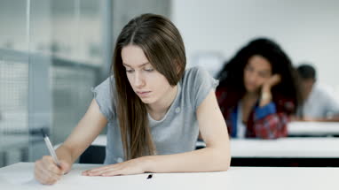 High school students in an exam