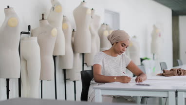 Muslim female student fashion designer