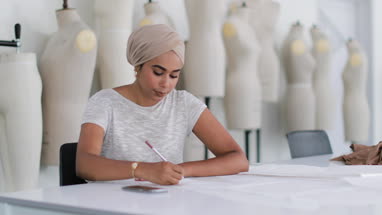 Muslim female student fashion designer
