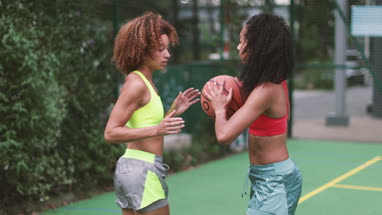 Female basketball players in a team