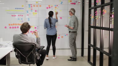 Coworkers in a late meeting