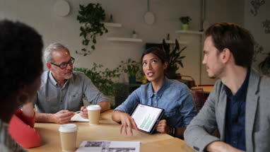 Businesswoman giving a presentation in a business meeting