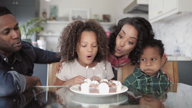 African American family celebrating a birthday