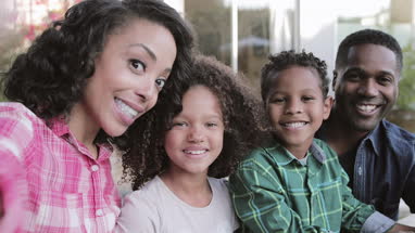 African American family taking a selfie