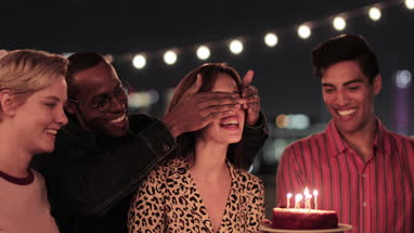 Group of friends celebrating a birthday